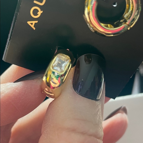 Aqua Radiant Gold-Tone Hoop Earrings - Picture 2 of 6